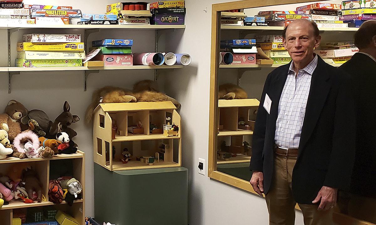 Photo of Dr. Fink in the new play therapy room